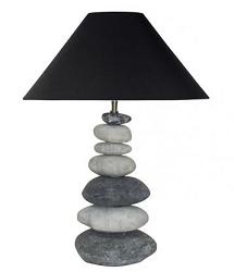 Černo-bílá moderní designová stolní lampa model NATURE s kamenným stojanem